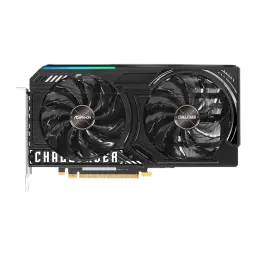 ASRock Arc B570 Challenger OC 10GB Negro, vista frontal: dos ventiladores, logo Challenger y franja RGB azul-verde