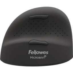 Fellowes Breyta Plus+ Talla M Zurdo Negro, vista superior: botones, textura antideslizante y logo Microban visibles