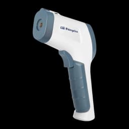 Orbegozo Thermomètre Infrarouge TEM 8000 Gris Blanc, vue latérale gauche: capteur infrarouge frontal et poignée ergonomique