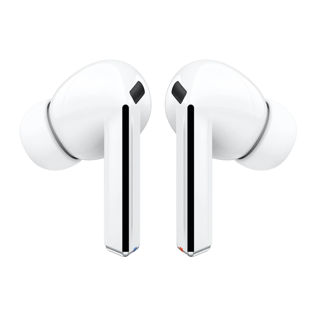 Samsung Galaxy Buds3 Pro Blanc, vue de face: étui ouvert avec les deux écouteurs à l'intérieur - Ítem2