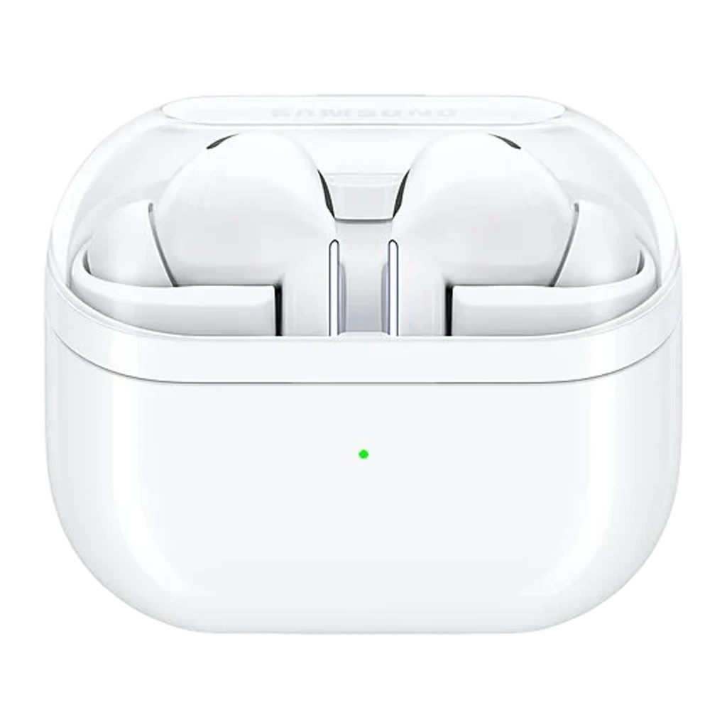 Samsung Galaxy Buds3 Pro Blanc, vue de face: étui ouvert avec les deux écouteurs à l'intérieur - Ítem1