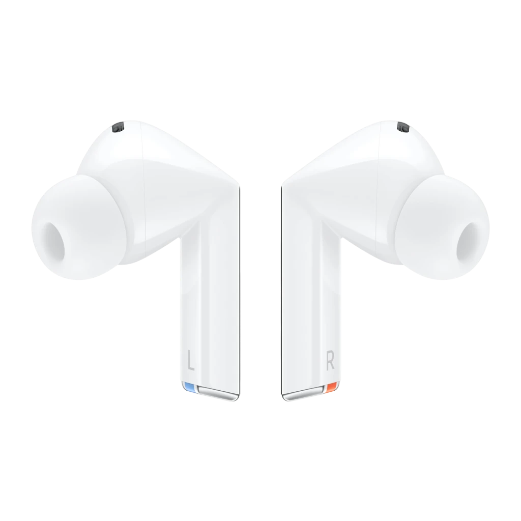 Samsung Galaxy Buds3 Pro Blanc, vue de face: étui ouvert avec les deux écouteurs à l'intérieur - Ítem4