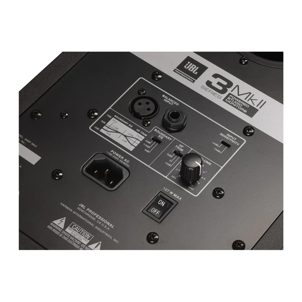 JBL Monitor de estudio 305P MkII 82 W noir, vue de face: tweeter en X, woofer et logo JBL Professional visibles - Ítem4