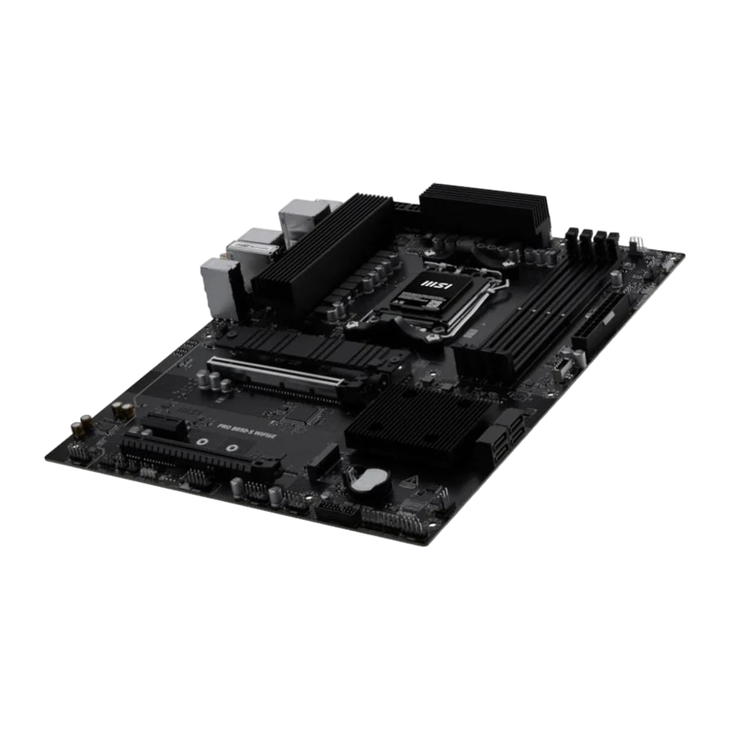 MSI PRO B850-S WiFi 6E preto, kit com caixa: placa-mãe ao lado da caixa de venda com antena WiFi incluída - Item3
