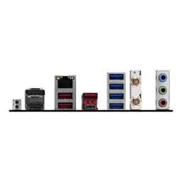 MSI PRO B850-S WiFi 6E Noir, panneau arrière: ports USB-A bleus et rouges, LAN, USB-C, antennes WiFi et audio