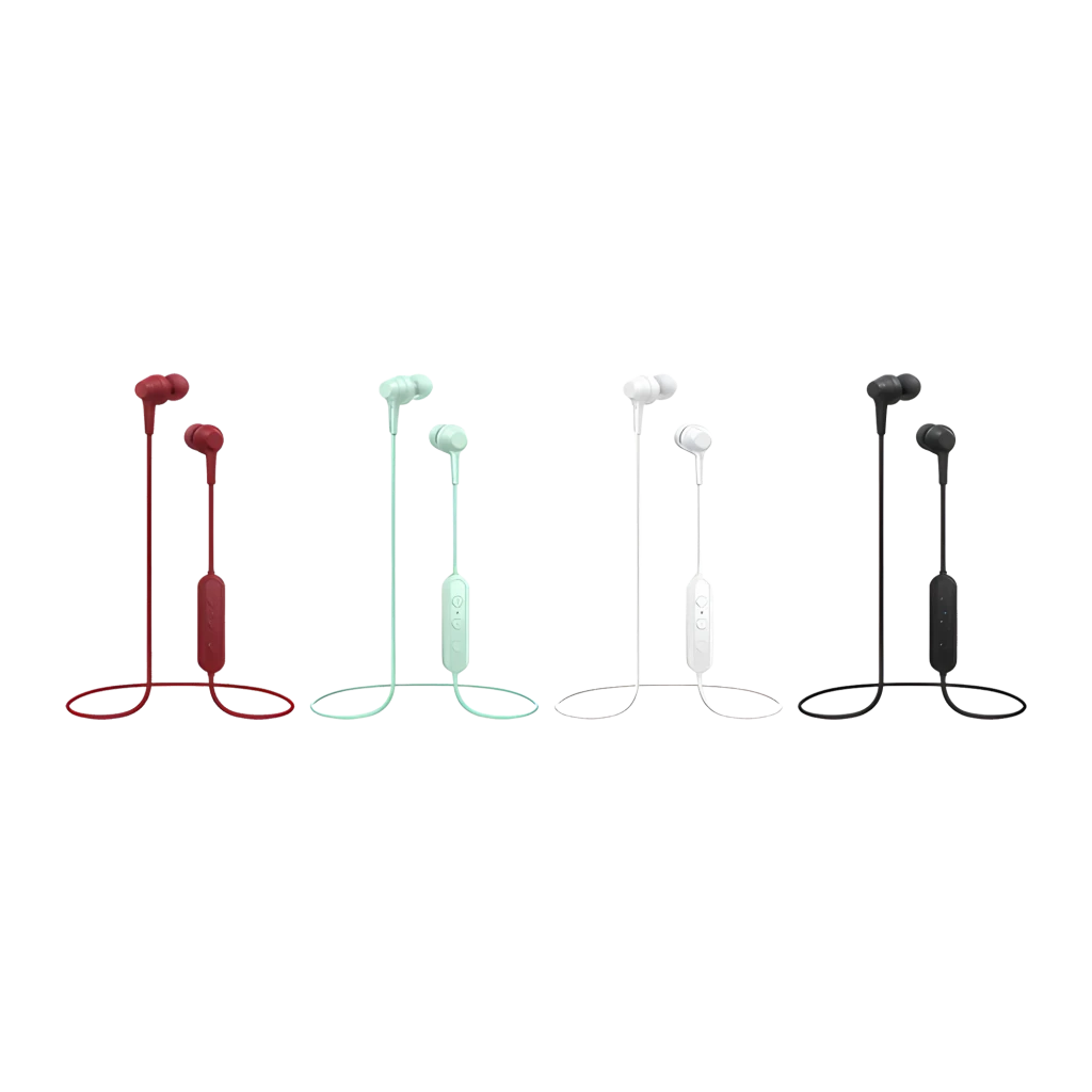 Pioneer auricular bluetooth in-ear branco, vista frontal: dois earbuds com cabo e controlo em linha com três botões - Item3
