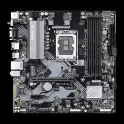 Gigabyte B760M D3HP WiFi6, vista superior: placa base mATX con socket LGA1700, disipador VRM plateado y ranuras DDR5