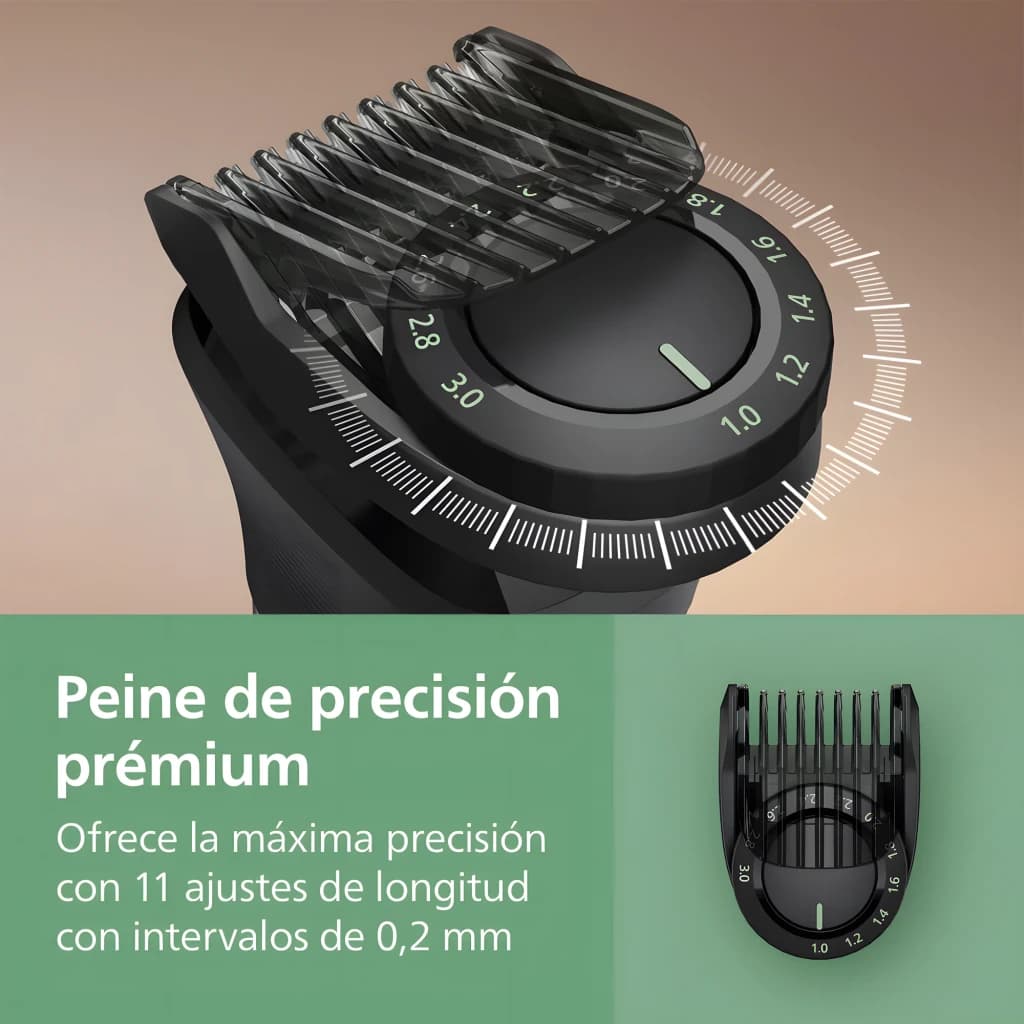 Philips Tondeuse MG7921 Série 7000 Gris, détail: peigne de précision réglable avec molette 11 longueurs par pas de 0,2 mm