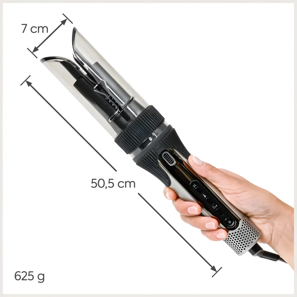 BaByliss Modelador Style Secret C6688E Prateado Cinza preto, vista lateral: câmara transparente, cabo com botões e grelha de - Item4