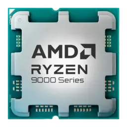 AMD Ryzen 7 9800X3D AM5 Tray 192GB, vue de face: IHS argenté avec logo AMD Ryzen 9000 Series et contacts verts