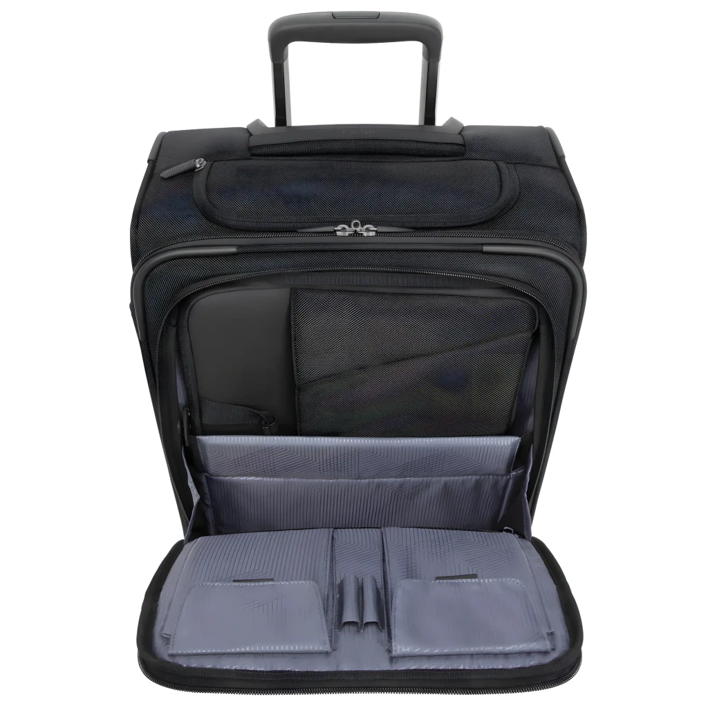 Targus Maleta rodas CUCT04R 16 polegadas preto, vista frontal: puxador telescópico estendido, bolso frontal e 4 rodas - Item7