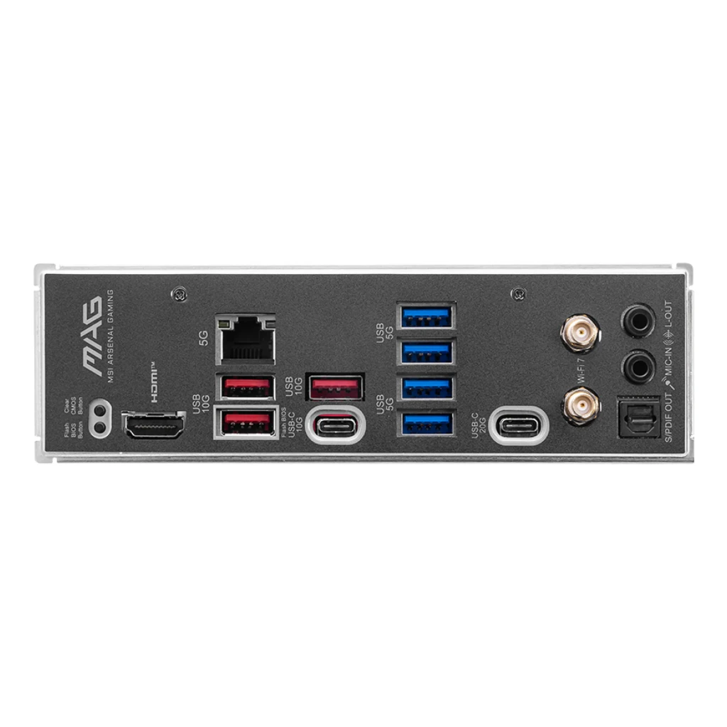 MSI MAG B850M Mortar WiFi AM5 preta, kit completo: placa-mãe, caixa retail e antena WiFi externa sobre superfície plana - Item3