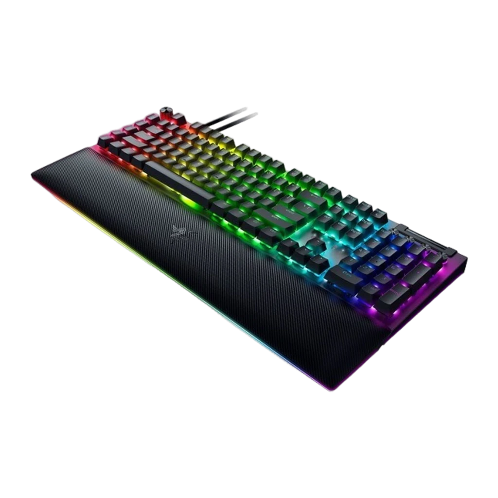 Razer BlackWidow V4 Pro Negro, vista superior: teclado mecánico con iluminación RGB multicolor, reposamuñecas y mando - Ítem4
