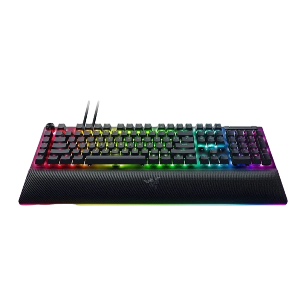 Razer BlackWidow V4 Pro Negro, vista superior: teclado mecánico con iluminación RGB multicolor, reposamuñecas y mando - Ítem2