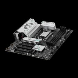 MSI B860M Gaming Plus WiFi Negro, ángulo lateral derecho: disipador VRM con dragón, slots SATA y PCIe en primer plano