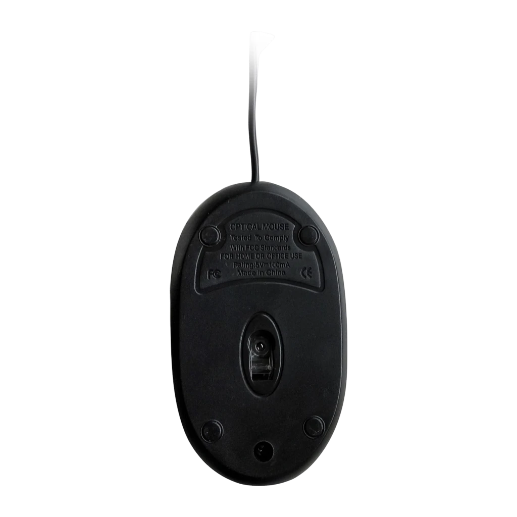 Ewent EW3174 Óptico USB 1000 DPI preto transparente, vista superior: corpo preto com borda transparente iluminada a vermelho - Item1