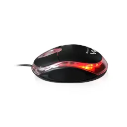 Ewent Souris EW3174 Optique USB 1000 DPI Noir Transparent, vue latérale: éclairage rouge sur bande transparente et molette