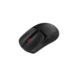 HyperX Pulsefire Fuse Wireless Noir, vue supérieure latérale: molette rouge, boutons latéraux et texture carbone visibles