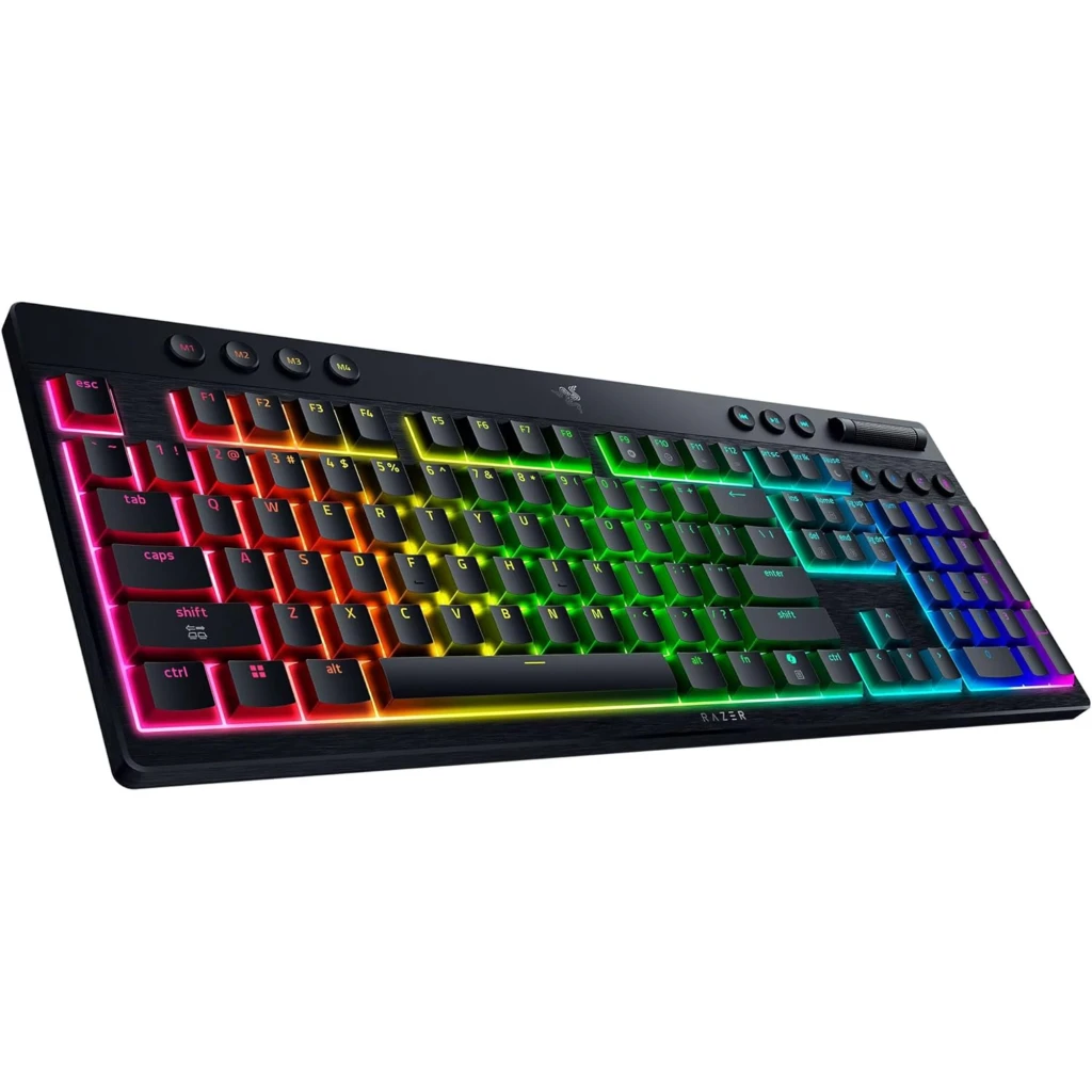 Razer BlackWidow V4 HyperSpeed Orange Switch naranja, vista superior: retroiluminación RGB multicolor en teclas mecánicas y - Ítem1