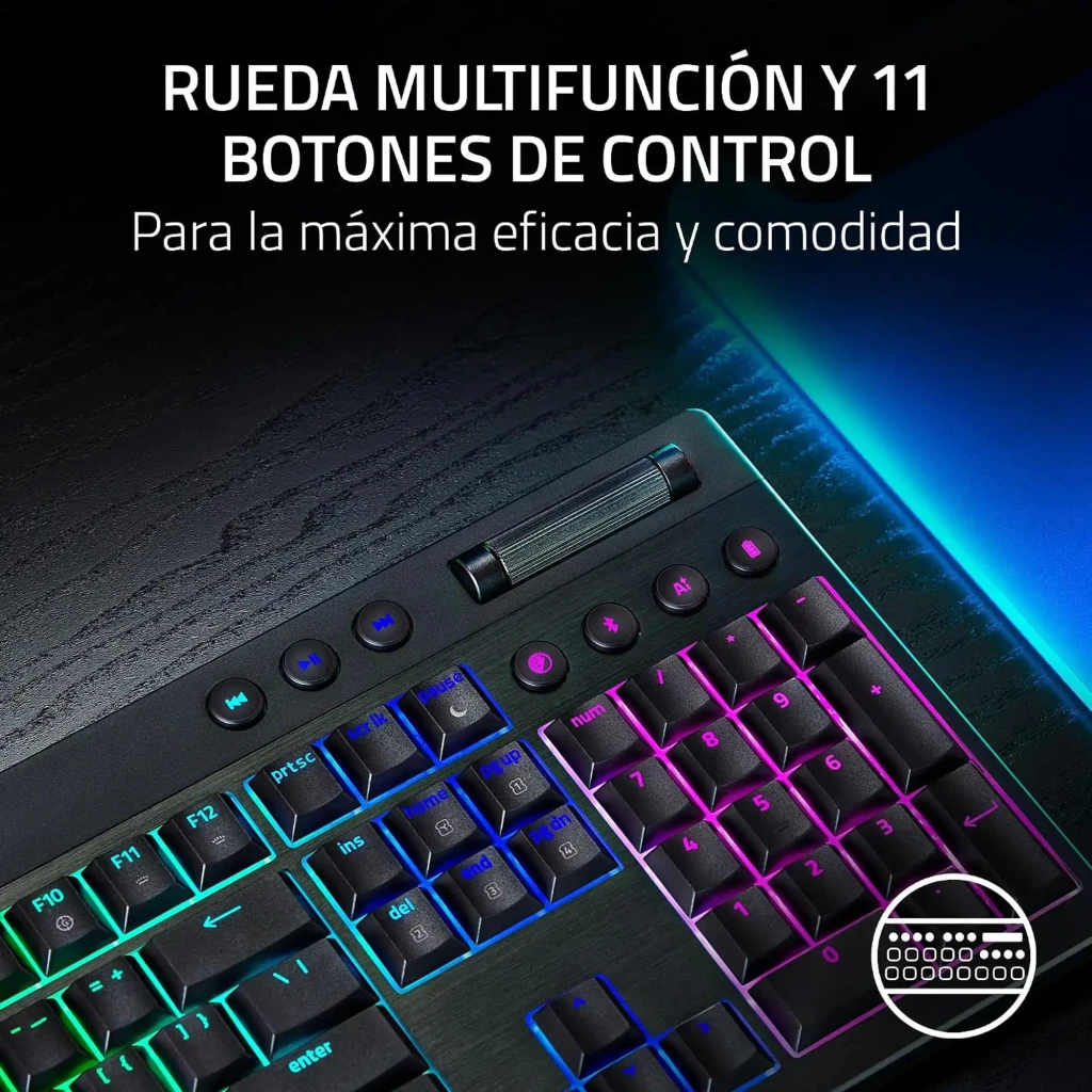 Razer BlackWidow V4 HyperSpeed Orange Switch naranja, vista superior: retroiluminación RGB multicolor en teclas mecánicas y - Ítem9