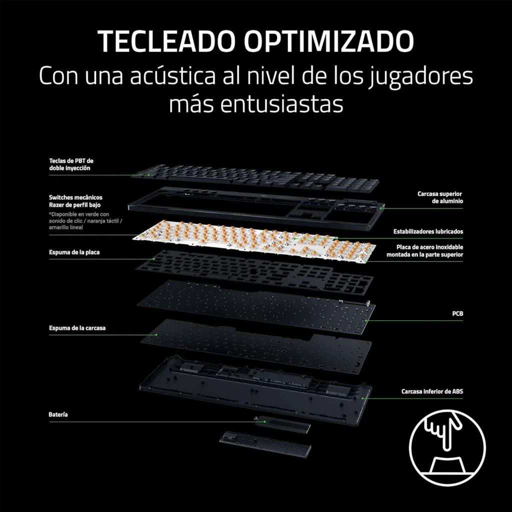Razer BlackWidow V4 HyperSpeed Orange Switch naranja, vista superior: retroiluminación RGB multicolor en teclas mecánicas y - Ítem6