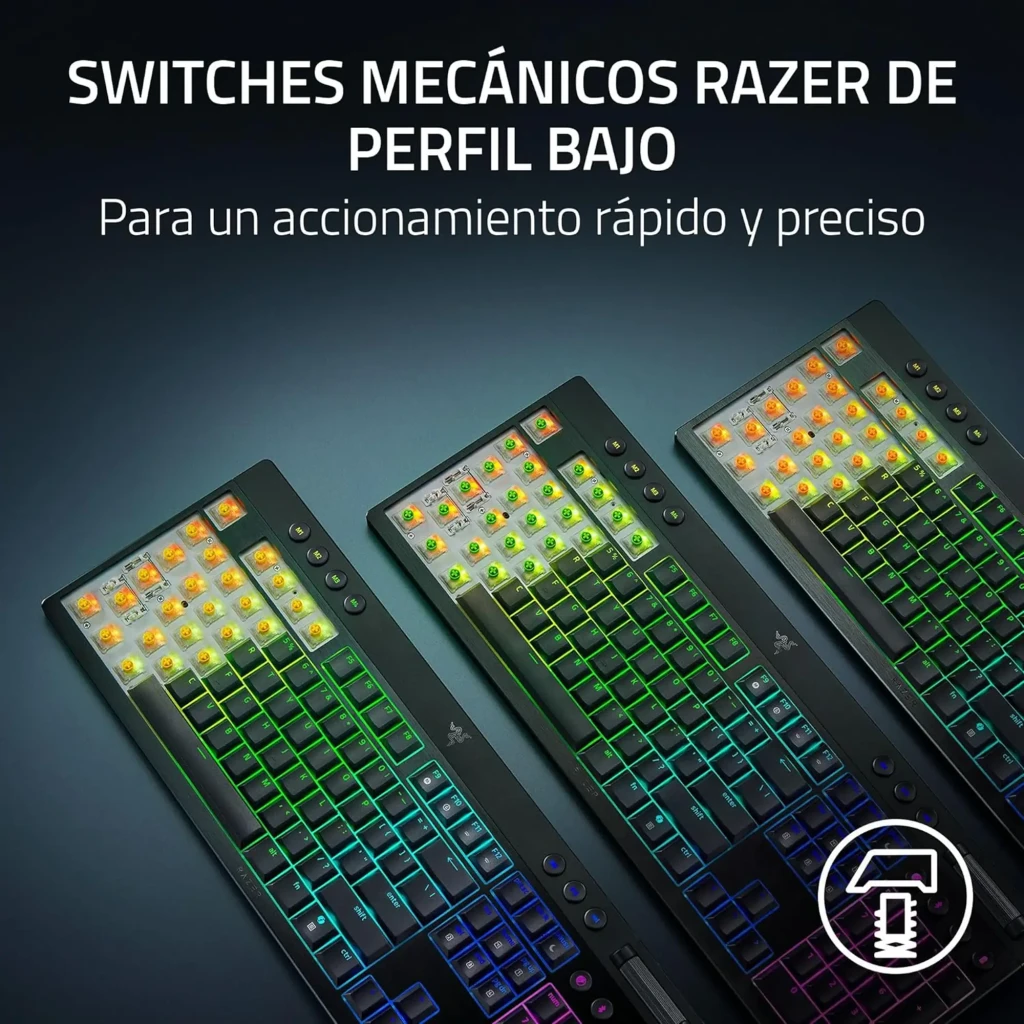 Razer BlackWidow V4 HyperSpeed Orange Switch naranja, vista superior: retroiluminación RGB multicolor en teclas mecánicas y - Ítem5