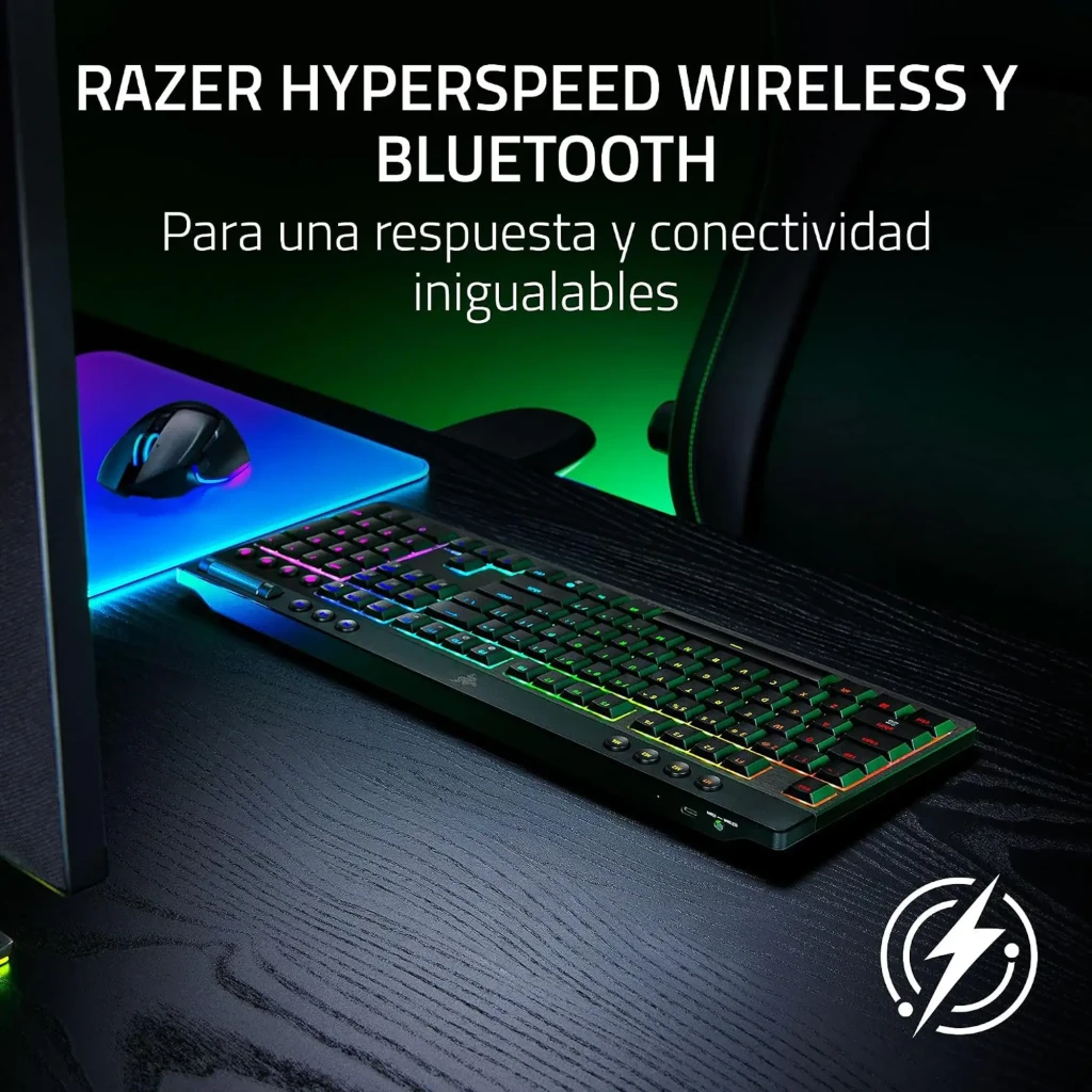 Razer BlackWidow V4 HyperSpeed Orange Switch naranja, vista superior: retroiluminación RGB multicolor en teclas mecánicas y - Ítem8