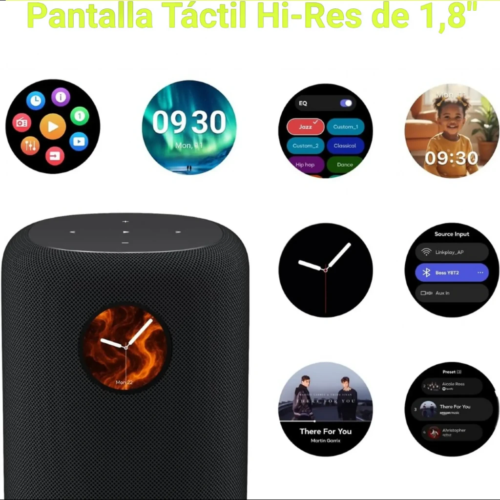 WiiM Sound Blanco, kit frontal: altavoz cilíndrico con reloj en pantalla circular y mando a distancia WiiM - Ítem6