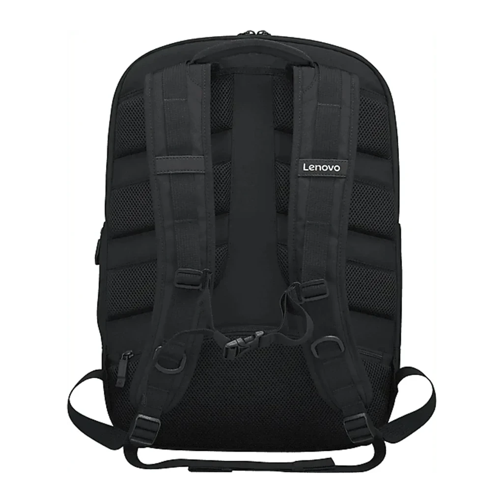 Lenovo Mochila Legion Armored II 17.3 polegadas Preto, vista frontal lateral: carcaça rígida com logo Legion, bolso lateral - Item2