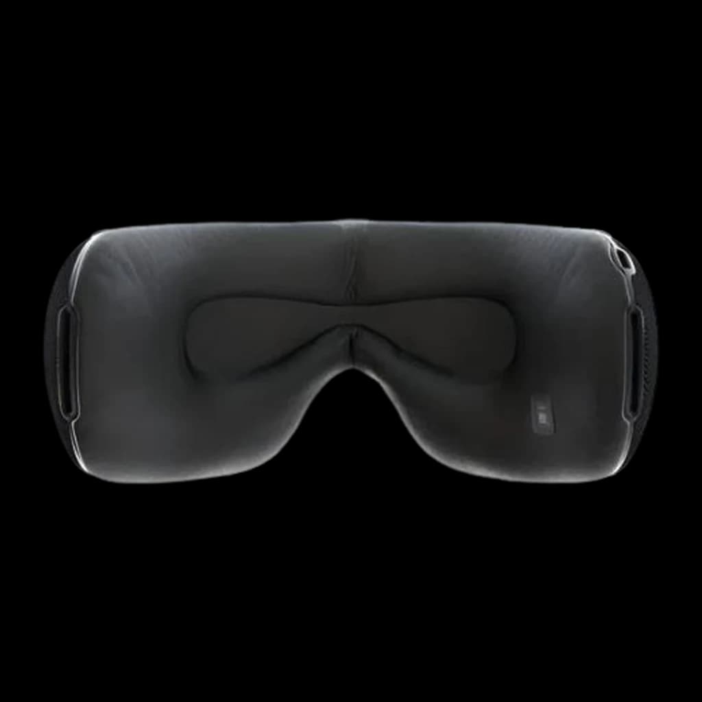 Therabody TheraGun SmartGoggles 2.0 noir, vue intérieure frontale: cavités oculaires rembourrées et surface de contact avec
