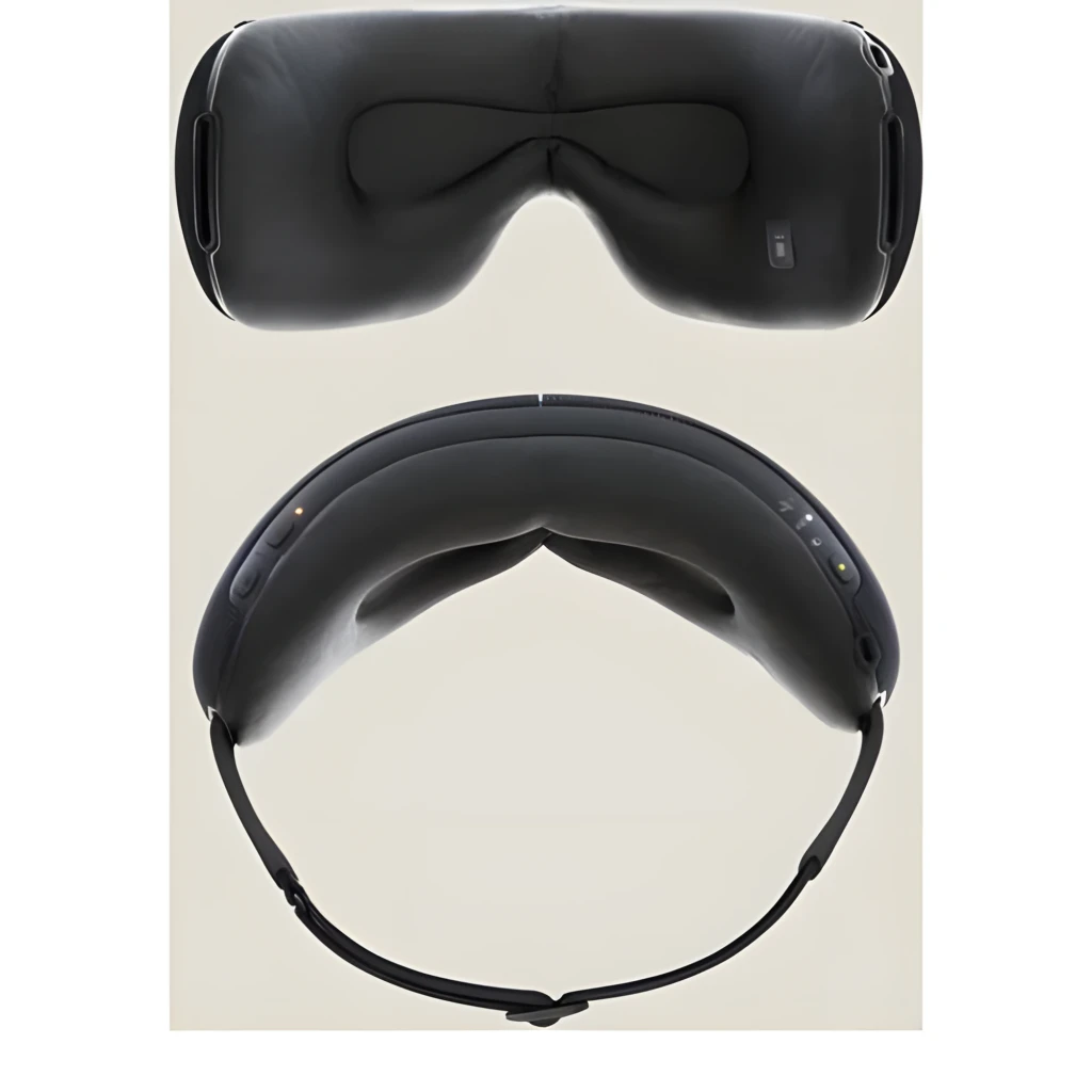 Therabody TheraGun SmartGoggles 2.0 preto, vista frontal: exterior texturizado com linha azul central e logótipo Therabody - Item6