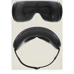Therabody TheraGun SmartGoggles 2.0 Noir, vues dessus et dessous: coussins oculaires et bandeau élastique avec boutons