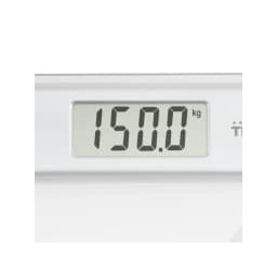 Tristar Báscula WG-2421 Plata Transparente, detalle pantalla: display LCD grande mostrando 150.0 kg