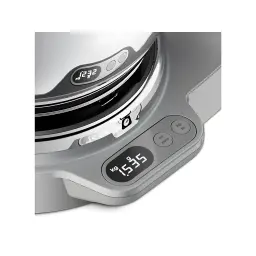 Kenwood KVC85.004SI Argent, détail latéral: écran numérique de balance intégrée avec boutons on/zero et kg/lb