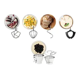 Kenwood KVC85.004SI Argent, accessoires: fouet plat, fouet ballon, crochet, flex et bols en acier inoxydable avec recettes
