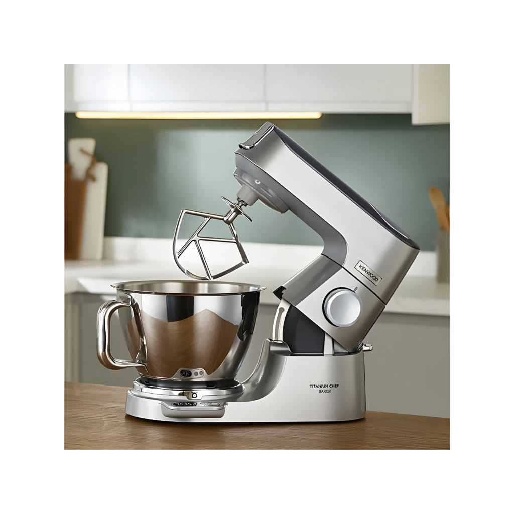 Kenwood KVC85.004SI argent, vue de face: robot pâtissier avec bol en acier inox vide et tête fermée - Ítem6