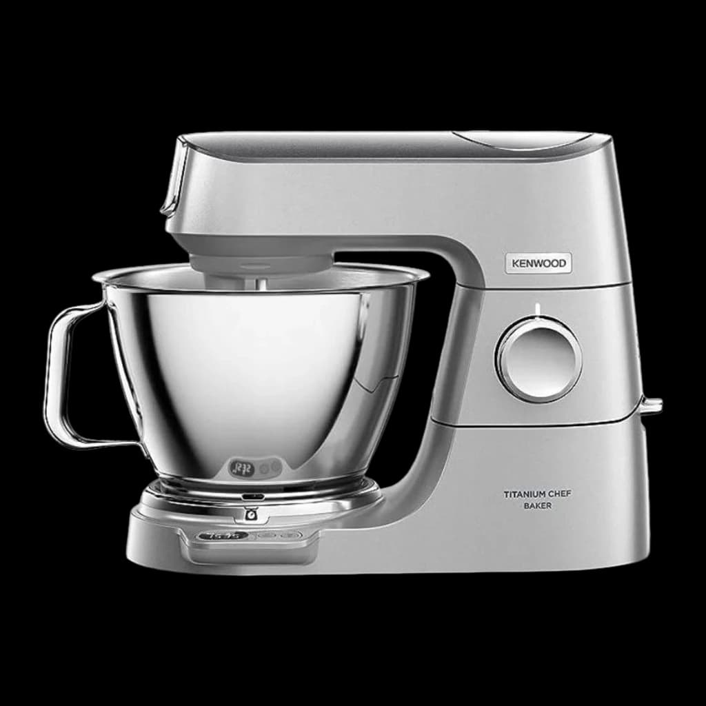 Kenwood KVC85.004SI argent, vue de face: robot pâtissier avec bol en acier inox vide et tête fermée