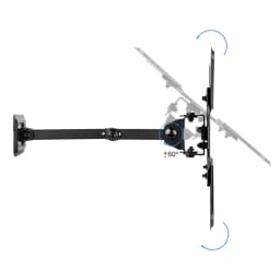 TooQ Soporte pared LP1344TN-B 13-43" negro, vista lateral: brazo extendido con rotación ±60° y flechas de giro
