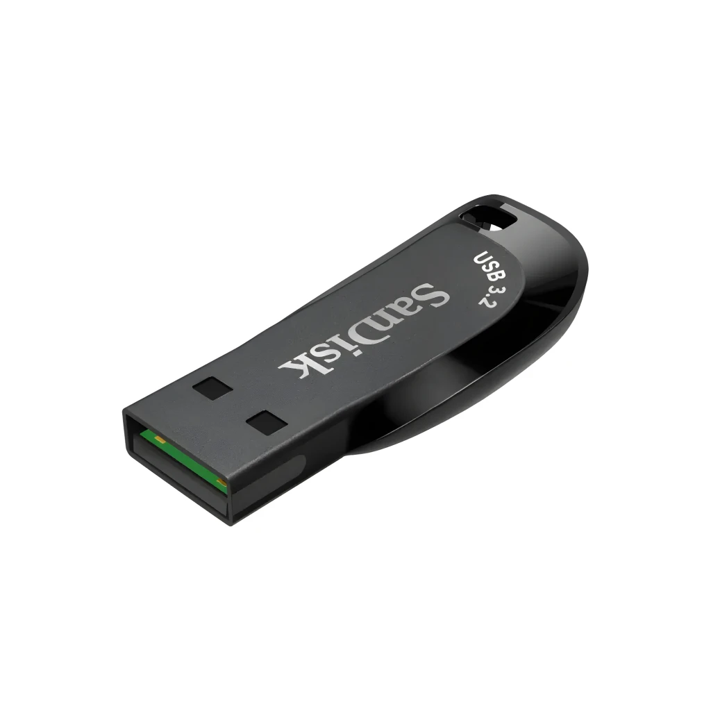 SanDisk Pendrive Ultra Shift 64GB negro, vista lateral: conector USB 3.2 expuesto, cuerpo compacto y logo SanDisk visible - Ítem3