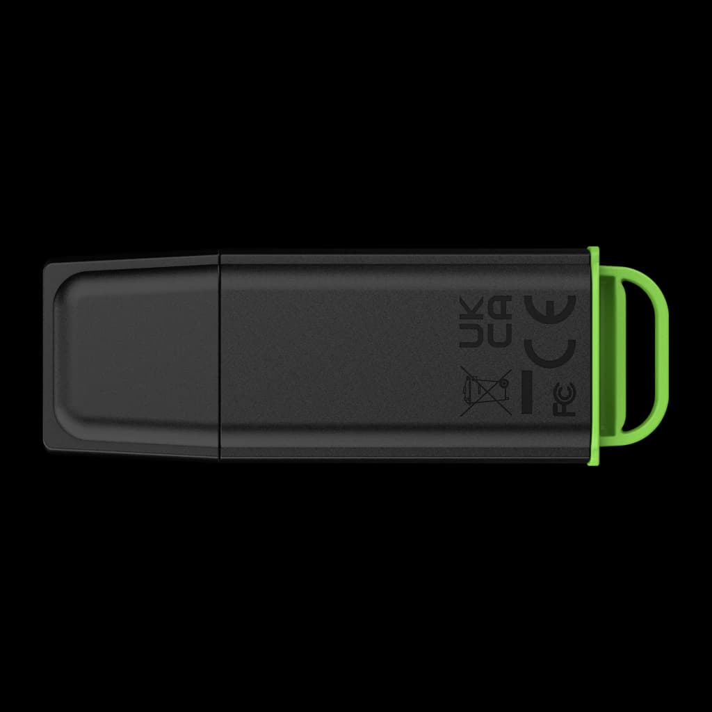 Kingston DataTraveler Exodia G2 256GB noir, vue arrière: dos avec certifications et anneau vert pour porte-clés