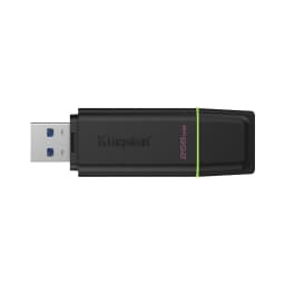 Kingston DataTraveler Exodia G2 256GB noir, vue latérale: connecteur USB-A exposé, bande verte et logo Kingston visibles