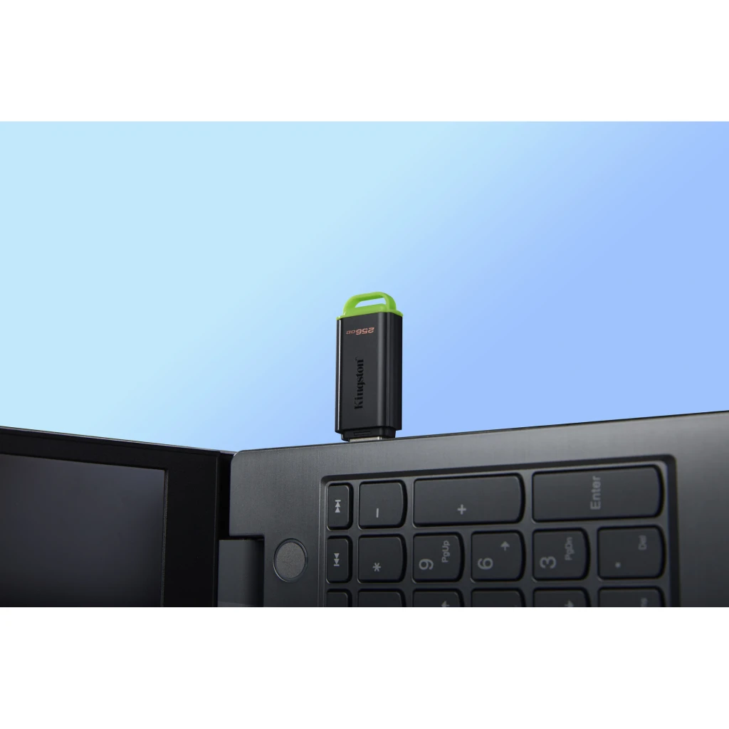 Kingston DataTraveler Exodia G2 256GB noir, vue en perspective: corps noir avec capuchon vert et logo Kingston visible - Ítem4