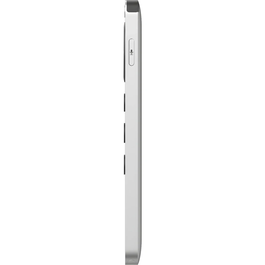 WiiM Remote II Plata, vista frontal: mando alargado con rueda de navegación, botones mute, entrada y teclas 1-4 - Ítem1
