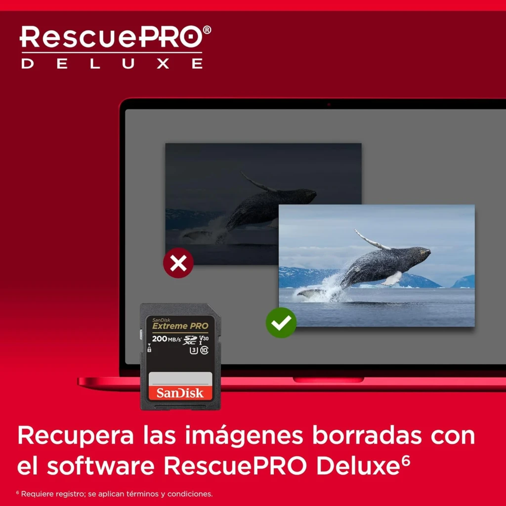 SanDisk Extreme PRO SDXC UHS-I 128GB negro, vista frontal: cara principal con logo, 200MB/s, 128GB y certificaciones V30 U3 - Ítem6