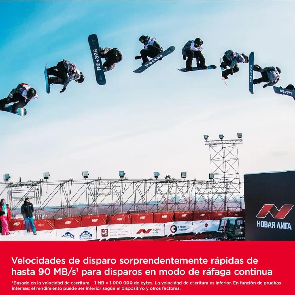 SanDisk Extreme PRO SDXC UHS-I 128GB noir, usage: séquence de snowboarder en rafale continue à 90 Mo/s