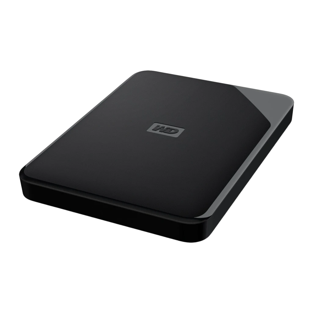 WD Elements SE 2TB negro, vista frontal: superficie mate con logo WD centrado y esquina superior brillante - Ítem2