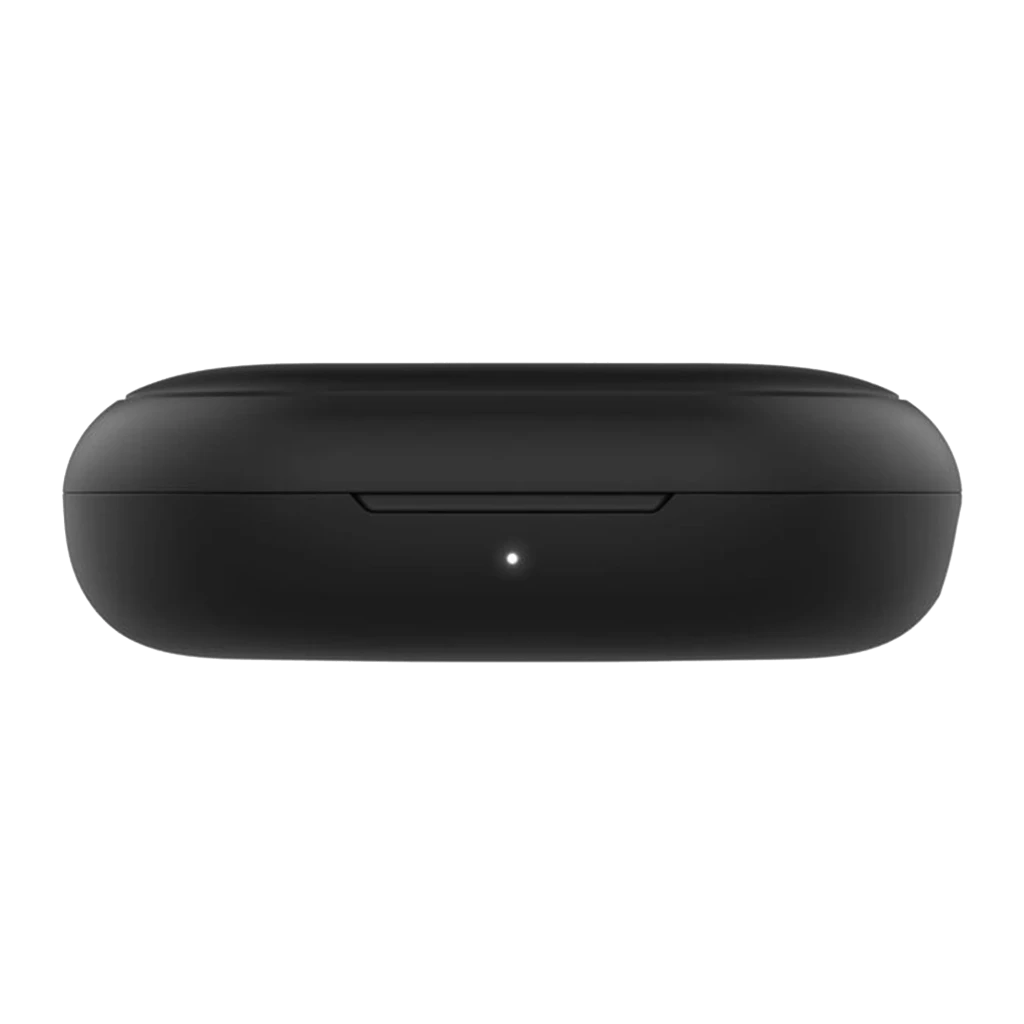 Belkin SoundForm Rhythm ANC True Wireless negro, vista frontal: auriculares extraídos del estuche abierto con indicadores LED - Ítem4