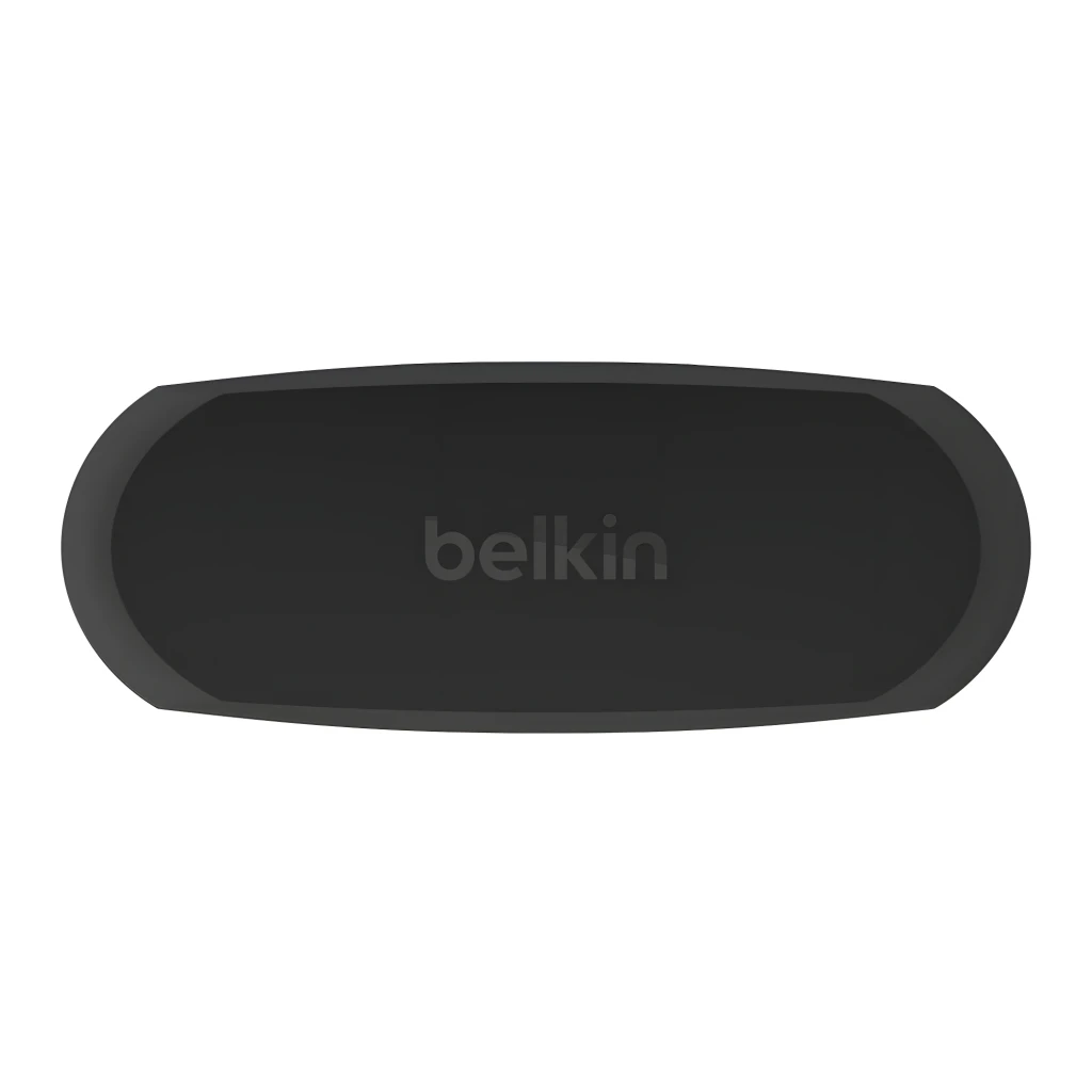 Belkin Auriculares SoundForm Rhythm Preto, vista frontal: estojo aberto com ambos os earbuds retirados e 4 LEDs de bateria - Item5