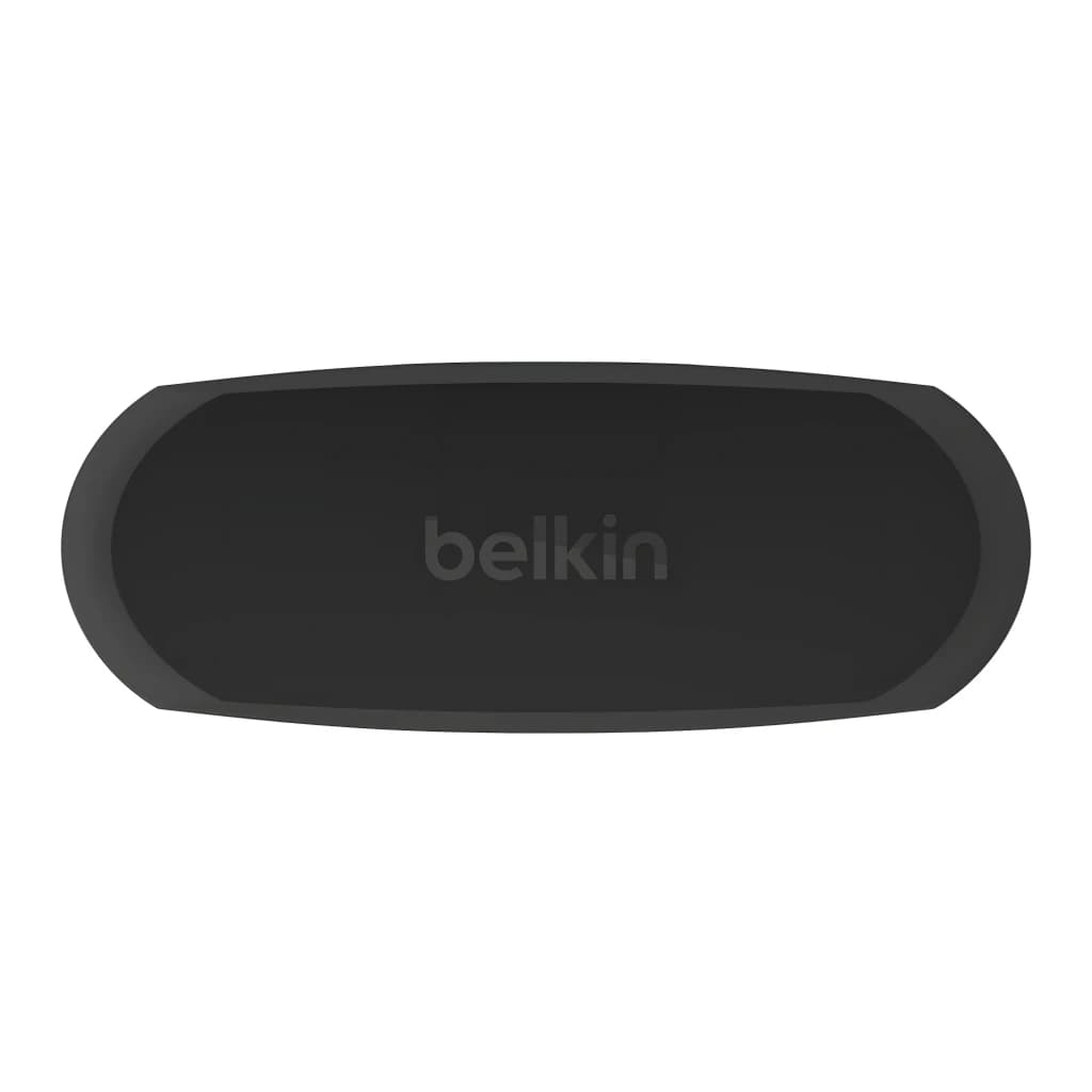 Belkin SoundForm Rhythm Noir, vue du dessus: couvercle de l'étui fermé avec logo Belkin centré