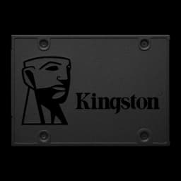 Kingston SSD A400 480GB preto, vista frontal: carcaça texturizada com logótipo Kingston e parafusos nos cantos